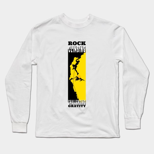 Gravity Defied: Rock Climbing Adventure Long Sleeve T-Shirt by DaShirtXpert